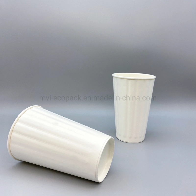 Custom Printed Drinking Glass Embossed Ripple Disposable Coffee Cup