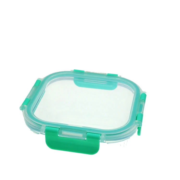 800ml Square Kitchen Lunch Boxes Microwave Glass Bowl Silicone Crisper with Cover