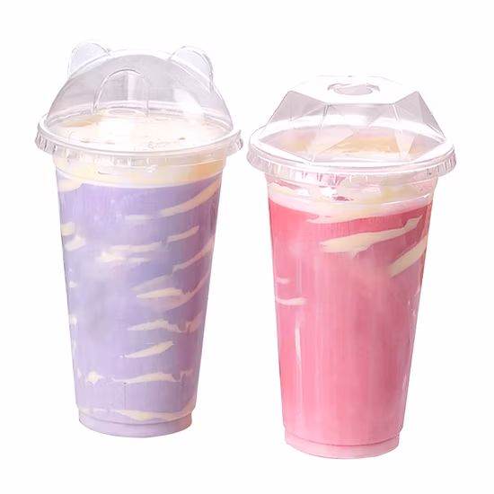 Fornecedor da China Copos plásticos PP transparentes descartáveis ​​Guangzhou com tampa Copo para suco