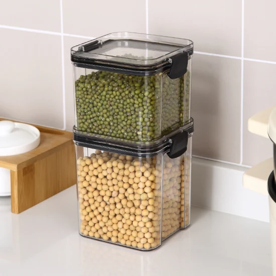 Conjunto de recipiente de armazenamento de 2 peças para geladeira de ganho, caixas de armazenamento de plástico, cozinha, despensa, organizador de armazenamento de alimentos, conjunto de recipientes